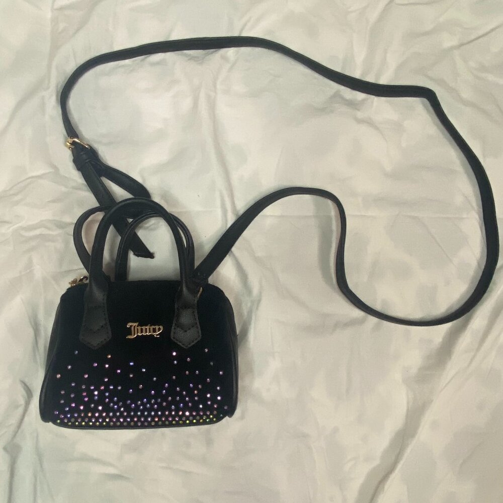 Black Juicy Couture Mini Satchel With Rhinestones